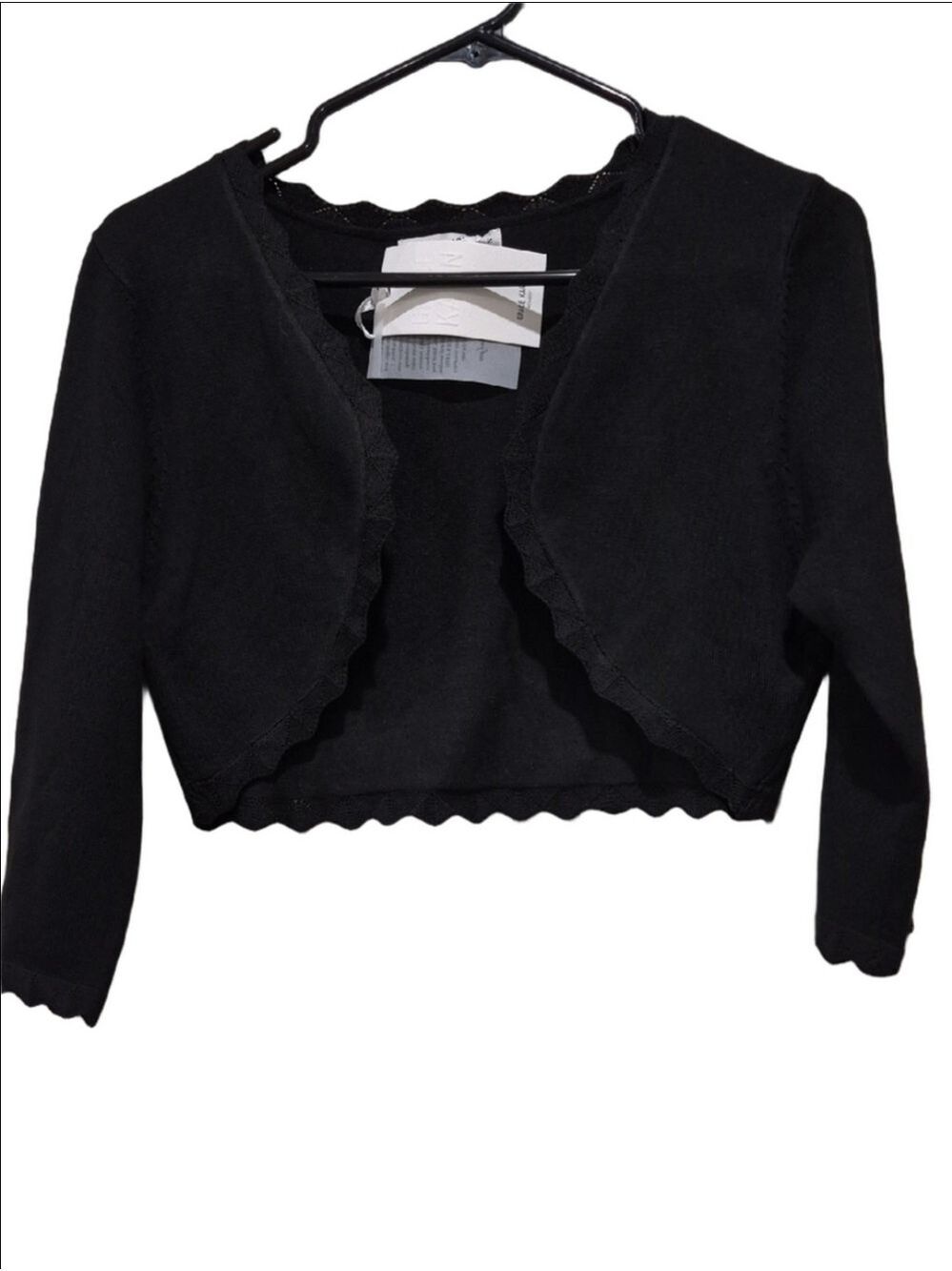 Grace Karin Black Scallop-Edge Cropped Bolero Cardigan